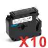 10 x Compatible Brother M-K231 12mm Black on White Plastic M Tape 8 metres