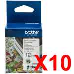 10 x Genuine Brother CZ-1002 Colour Label Roll Cassette - 12mm x 5m - Continuous