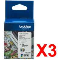 3 x Genuine Brother CZ-1003 Colour Label Roll Cassette - 19mm x 5m - Continuous