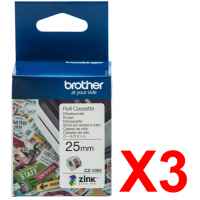 3 x Genuine Brother CZ-1004 Colour Label Roll Cassette - 25mm x 5m - Continuous