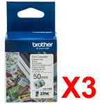 3 x Genuine Brother CZ-1005 Colour Label Roll Cassette - 50mm x 5m - Continuous