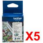 5 x Genuine Brother CZ-1005 Colour Label Roll Cassette - 50mm x 5m - Continuous