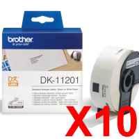 10 x Genuine Brother DK-11201 White Paper Label Roll - 29mm x 90mm - 400 Labels per Roll