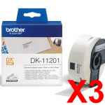 3 x Genuine Brother DK-11201 White Paper Label Roll - 29mm x 90mm - 400 Labels per Roll