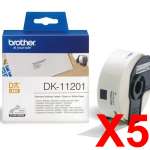 5 x Genuine Brother DK-11201 White Paper Label Roll - 29mm x 90mm - 400 Labels per Roll