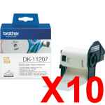 10 x Genuine Brother DK-11207 White Film Label Roll - 58mm Diameter - 100 Labels per Roll