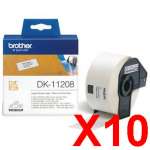 10 x Genuine Brother DK-11208 White Paper Label Roll - 38mm x 90mm - 400 Labels per Roll