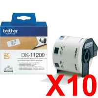 10 x Genuine Brother DK-11209 White Paper Label Roll - 29mm x 62mm - 800 Labels per Roll