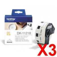 3 x Genuine Brother DK-11218 White Paper Label Roll - 24mm Diameter - 1000 Labels per Roll