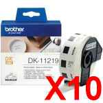 10 x Genuine Brother DK-11219 White Paper Label Roll - 12mm Diameter - 1200 Labels per Roll