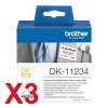 3 x Genuine Brother DK-11234 White Paper Label Roll - 60mm x 86mm - 260 Labels per Roll