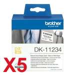 5 x Genuine Brother DK-11234 White Paper Label Roll - 60mm x 86mm - 260 Labels per Roll