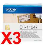 3 x Genuine Brother DK-11247 White Paper Label Roll - 103mm x 164mm - 180 Labels per Roll