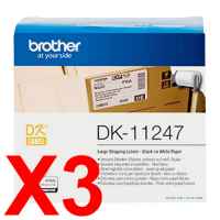 3 x Genuine Brother DK-11247 White Paper Label Roll - 103mm x 164mm - 180 Labels per Roll