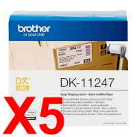 5 x Genuine Brother DK-11247 White Paper Label Roll - 103mm x 164mm - 180 Labels per Roll