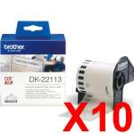 10 x Genuine Brother DK-22113 Clear Film Tape Roll - 62mm x 15.24m - Continuous Length