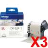 3 x Genuine Brother DK-22113 Clear Film Tape Roll - 62mm x 15.24m - Continuous Length