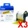 3 x Genuine Brother DK-22606 Yellow Film Tape Roll - 62mm x 15.24m - Continuous Length