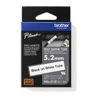 1 x Genuine Brother HSe-211E 5.2mm Black on White Heat Shrink Tube  Tape 1.5 metres