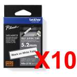 10 x Genuine Brother HSe-211E 5.2mm Black on White Heat Shrink Tube  Tape 1.5 metres