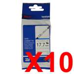 10 x Genuine Brother HSe-241 17.7mm Black on White Heat Shrink Tube Non Laminated Tape 1.5 metres