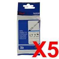 5 x Genuine Brother HSe-241 17.7mm Black on White Heat Shrink Tube Non Laminated Tape 1.5 metres