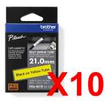 10 x Genuine Brother HSe-651E 21.0mm Black on Yellow Heat Shrink Tube  Tape 1.5 metres