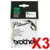 3 x Genuine Brother M-K221 9mm Black on White Plastic M Tape 8 metres