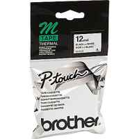 1 x Genuine Brother M-K231 12mm Black on White Plastic M Tape 8 metres