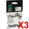 3 x Genuine Brother M-K231 12mm Black on White Plastic M Tape 8 metres