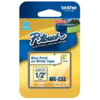 1 x Genuine Brother M-K233 12mm Blue on White Plastic M Tape 8 metres