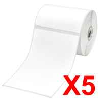 5 x Genuine Brother RD-S02C1 Label Roll - 102mm x 152mm - 270 Labels (3 rolls per Box)