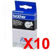 10 x Genuine Brother TC-101 12mm Black on Clear Laminated TC Tape 8 metres