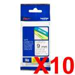 10 x Genuine Brother TZe-121 9mm Black on Clear Laminated Tape 8 metres