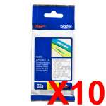 10 x Genuine Brother TZe-135 12mm White on Clear Laminated Tape 8 metres