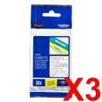 3 x Genuine Brother TZe-135 12mm White on Clear Laminated Tape 8 metres