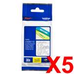 5 x Genuine Brother TZe-135 12mm White on Clear Laminated Tape 8 metres
