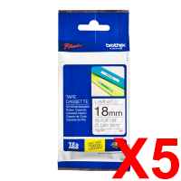 5 x Genuine Brother TZe-141 18mm Black on Clear Laminated Tape 8 metres