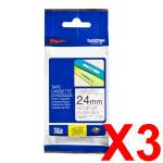 3 x Genuine Brother TZe-151 24mm Black on Clear Laminated Tape 8 metres