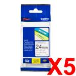 5 x Genuine Brother TZe-151 24mm Black on Clear Laminated Tape 8 metres