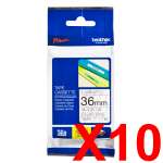 10 x Genuine Brother TZe-161 36mm Black on Clear Laminated Tape 8 metres