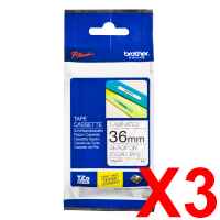 3 x Genuine Brother TZe-161 36mm Black on Clear Laminated Tape 8 metres