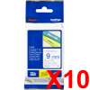 10 x Genuine Brother TZe-223 9mm Blue on White Laminated Tape 8 metres
