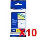 10 x Genuine Brother TZe-243 18mm Blue on White Laminated Tape 8 metres