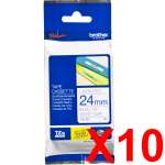 10 x Genuine Brother TZe-253 24mm Blue on White Laminated Tape 8 metres