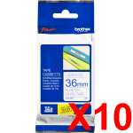 10 x Genuine Brother TZe-263 36mm Blue on White Laminated Tape 8 metres