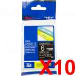 10 x Genuine Brother TZe-315 6mm White on Black Laminated Tape 8 metres