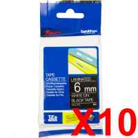 10 x Genuine Brother TZe-315 6mm White on Black Laminated Tape 8 metres