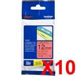 10 x Genuine Brother TZe-431 12mm Black on Red Laminated Tape 8 metres