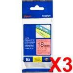 3 x Genuine Brother TZe-441 18mm Black on Red Laminated Tape 8 metres